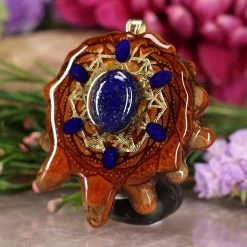 TEP Lapis Lazuli With Gold 64 Star Tetrahedron Multi-Stone And Back Om