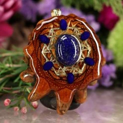 TEP Lapis Lazuli With Gold 64 Star Tetrahedron Multi-Stone And Back Om