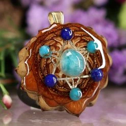 TEP Amazonite With Gold Merkaba Multi-Stone Pendants