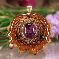 TEP Pendants Amethyst With Gold 64 Star Tetrahedron Multi-Stone