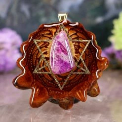 TEP Sugilite With Gold Merkaba Pendants