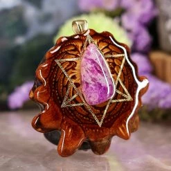TEP Sugilite With Gold Merkaba Pendants