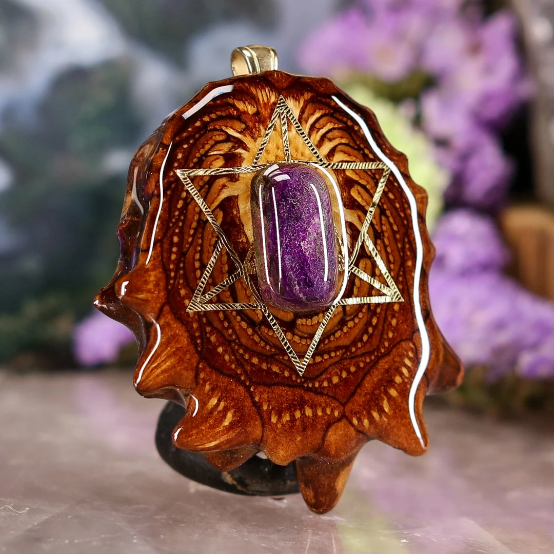 TEP Sugilite With Gold Merkaba Pendants 5 TEP Sugilite With Gold Merkaba Pendants