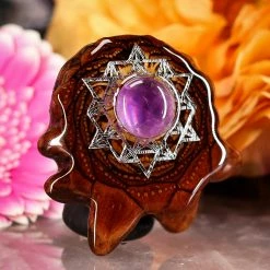 TEP Pendants Amethyst With Silver 64 Star Tetrahedron