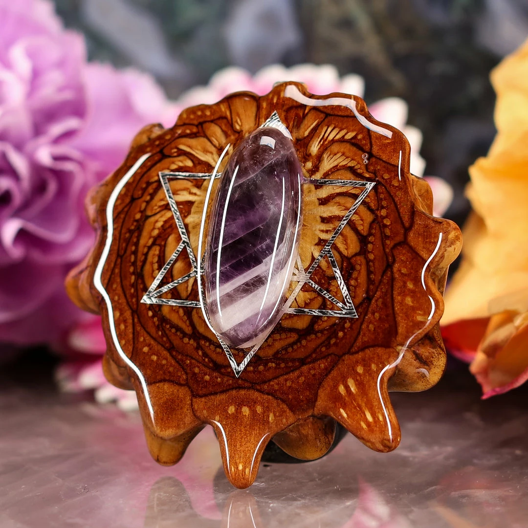 TEP Pendants Amethyst With Silver Merkaba 4 TEP Pendants Amethyst With Silver Merkaba