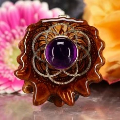 TEP Pendants Amethyst With Gold Seed Of Life