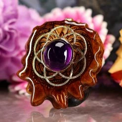 TEP Pendants Amethyst With Gold Seed Of Life