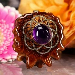 TEP Pendants Amethyst With Gold Seed Of Life