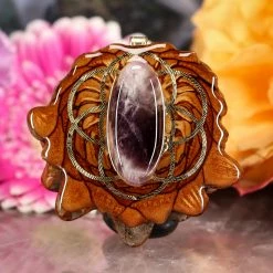 TEP Pendants Amethyst With Gold Seed Of Life