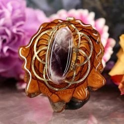 TEP Pendants Amethyst With Gold Seed Of Life