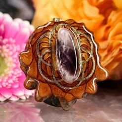 TEP Pendants Amethyst With Gold Seed Of Life 7 TEP Pendants Amethyst With Gold Seed Of Life