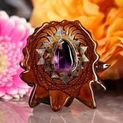 TEP Amethyst With Gold Sri Yantra Pendants 7 TEP Amethyst With Gold Sri Yantra Pendants