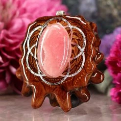 TEP Rhodochrosite With Silver Seed Of Life Pendants