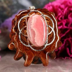 TEP Rhodochrosite With Silver Seed Of Life Pendants