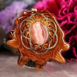 TEP Pendants Rhodochrosite With Gold Seed Of Life