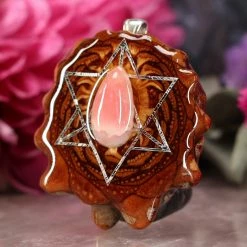 TEP Pendants Rhodochrosite With Silver Merkaba