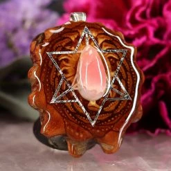 TEP Pendants Rhodochrosite With Silver Merkaba