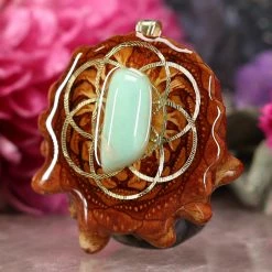 TEP Pendants Variscite With Gold Seed Of Life