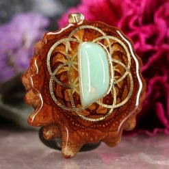 TEP Pendants Variscite With Gold Seed Of Life
