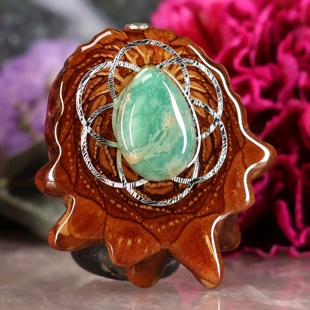 TEP Variscite With Silver Seed Of Life 5 TEP Variscite With Silver Seed Of Life