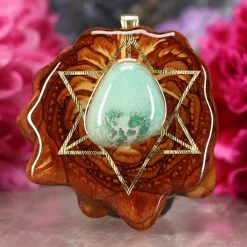 TEP Variscite With Gold Merkaba Pendants