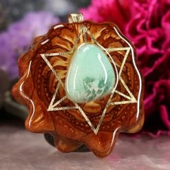 TEP Variscite With Gold Merkaba Pendants