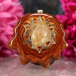 TEP Glowing Rutilated Quartz With Gold 64 Star Tetrahedron Pendants
