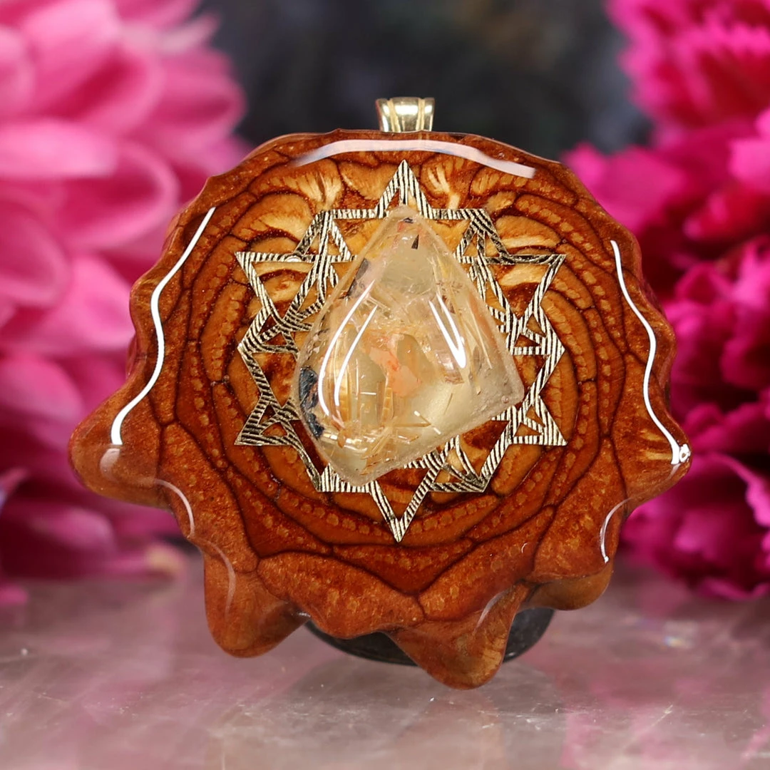 TEP Glowing Rutilated Quartz With Gold 64 Star Tetrahedron Pendants 3 TEP Glowing Rutilated Quartz With Gold 64 Star Tetrahedron Pendants