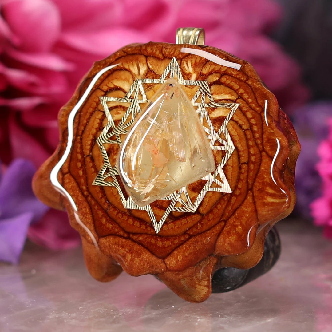 TEP Glowing Rutilated Quartz With Gold 64 Star Tetrahedron Pendants 4 TEP Glowing Rutilated Quartz With Gold 64 Star Tetrahedron Pendants