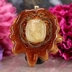 TEP Glowing Rutilated Quartz With Seed Of Life And Back Om Pendants