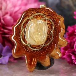 TEP Glowing Rutilated Quartz With Seed Of Life And Back Om Pendants