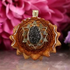 TEP Moldavite With Gold 64 Star Tetrahedron Pendants