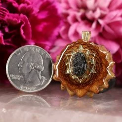 TEP Moldavite With Gold 64 Star Tetrahedron Pendants