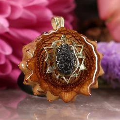 TEP Moldavite With Gold 64 Star Tetrahedron Pendants