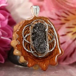 TEP Moldavite With Silver Seed Of Life Pendants