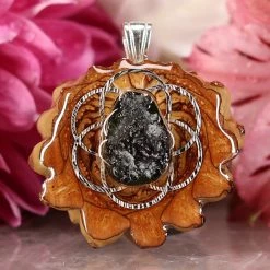 TEP Moldavite With Silver Seed Of Life Pendants