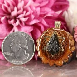 TEP Moldavite With Gold Merkaba Pendants