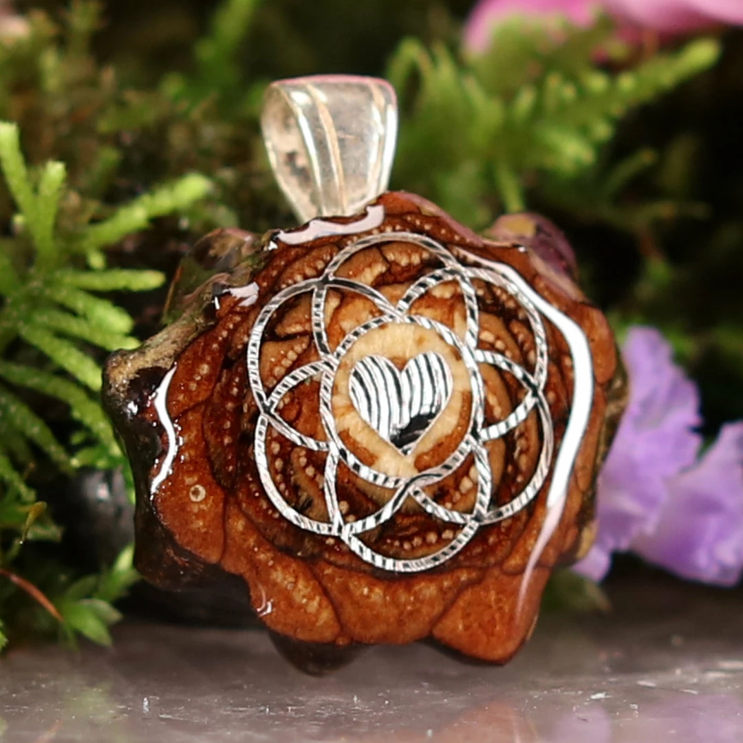 TEP Natural With Silver Heart Of Life Pendants 5 TEP Natural With Silver Heart Of Life Pendants