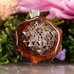 TEP Pendants Natural With Silver Sri Yantra