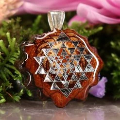 TEP Natural With Silver Sri Yantra Pendants