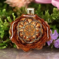 TEP Natural With Gold Seed Of Life Pendants