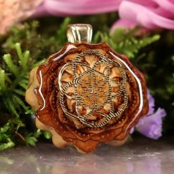 TEP Natural With Gold Seed Of Life Pendants 7 TEP Natural With Gold Seed Of Life Pendants