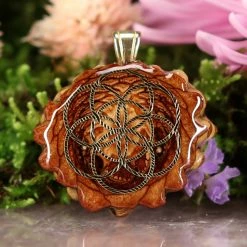 TEP Natural With Gold Seed Of Life Pendants