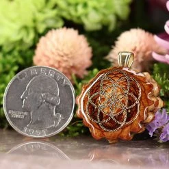 TEP Natural With Gold Seed Of Life Pendants