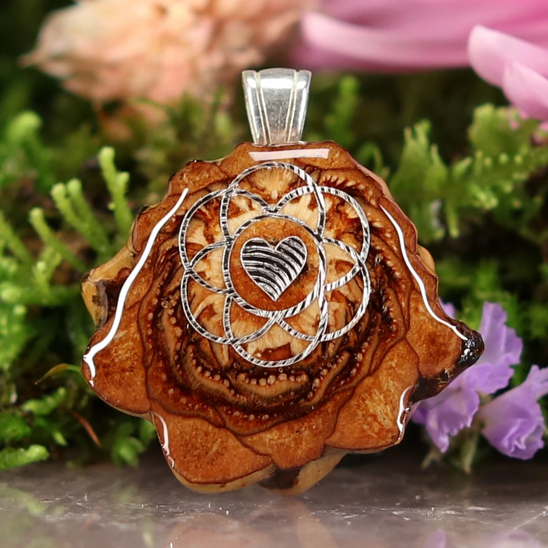 TEP Natural With Silver Heart Of Life Pendants 3 TEP Natural With Silver Heart Of Life Pendants