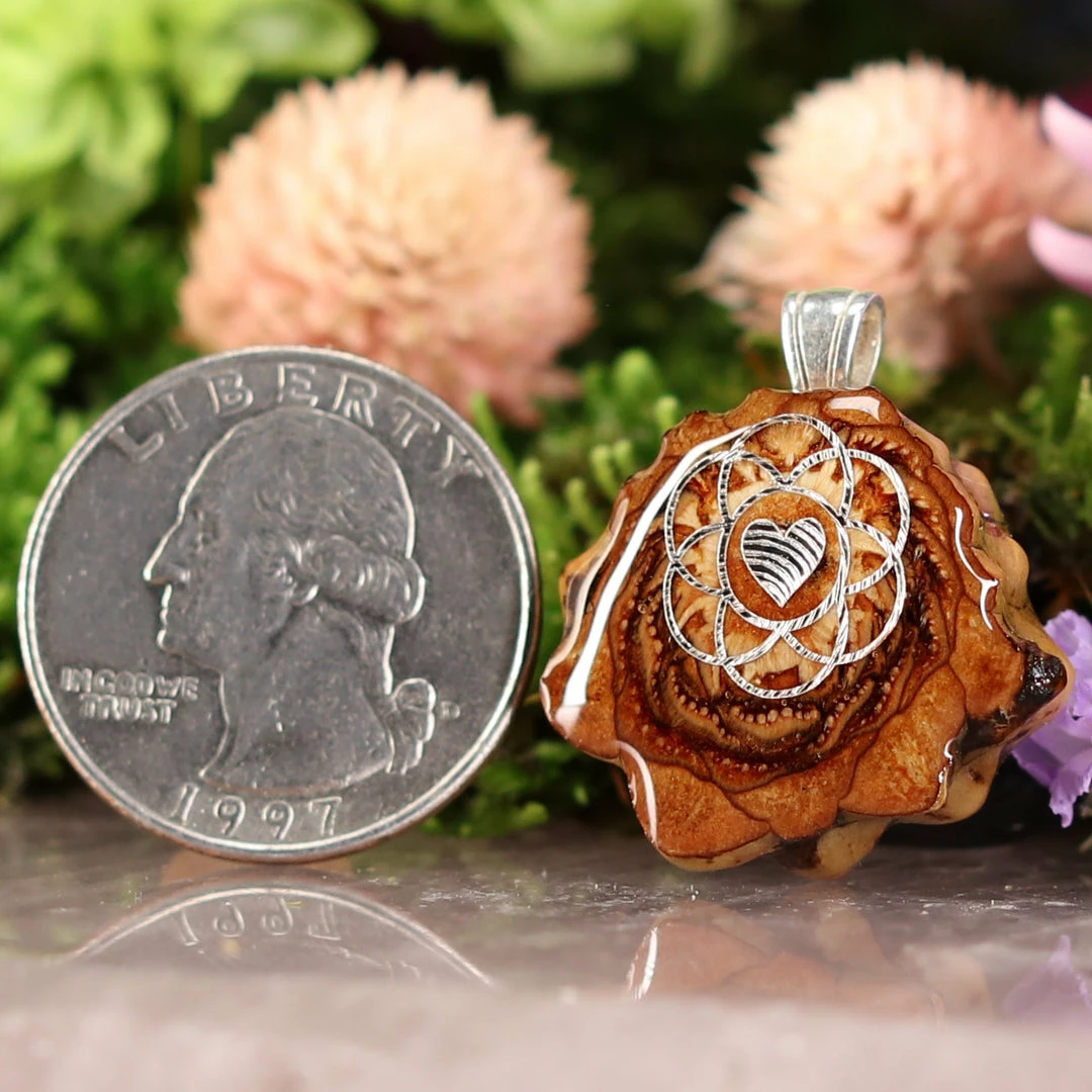 TEP Natural With Silver Heart Of Life Pendants 4 TEP Natural With Silver Heart Of Life Pendants