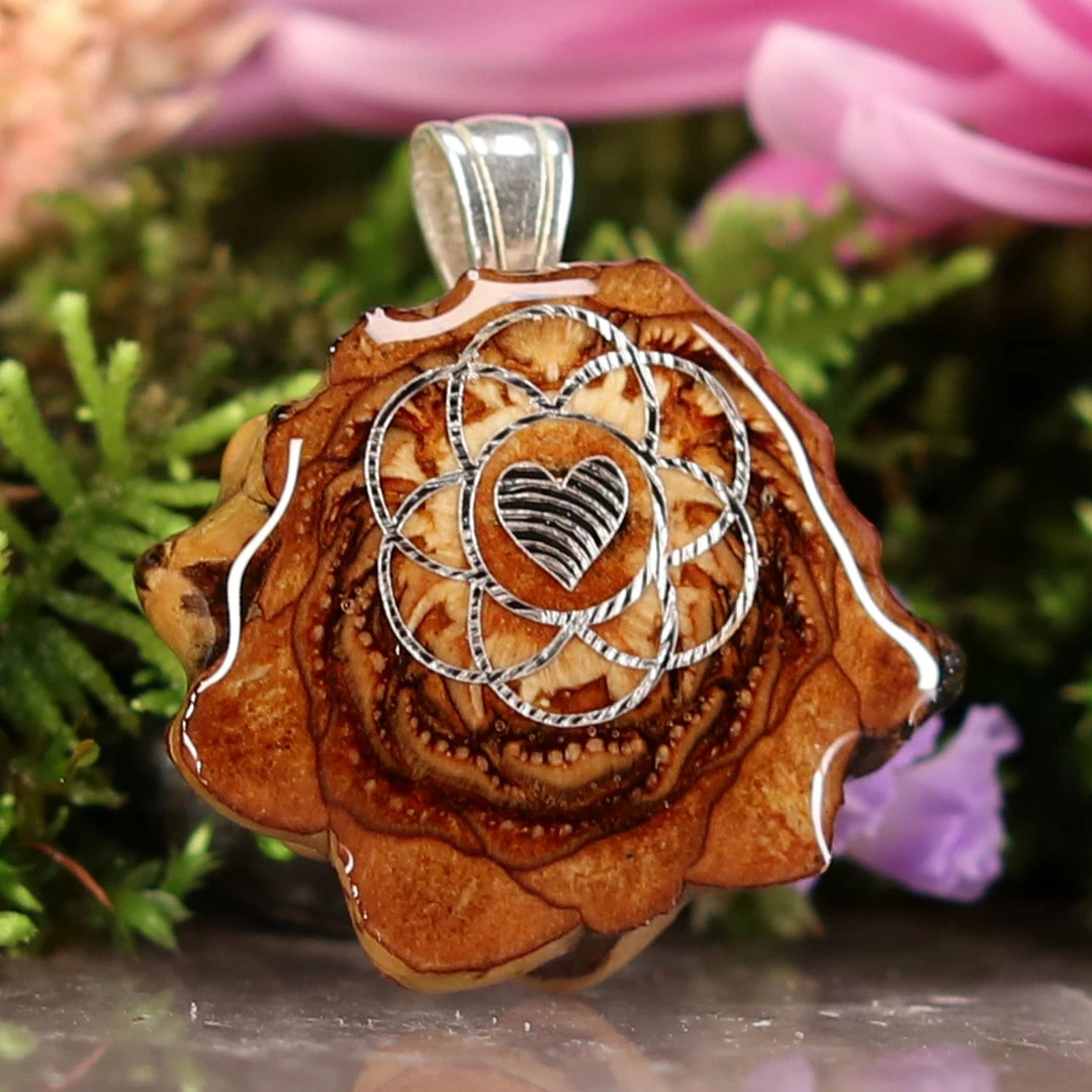 TEP Natural With Silver Heart Of Life Pendants 5 TEP Natural With Silver Heart Of Life Pendants