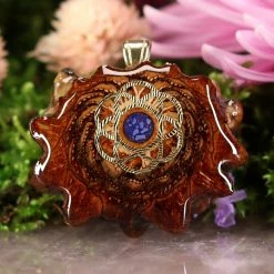 TEP Crushed Lapis (Glows) With Gold Seed Of Life Pendants