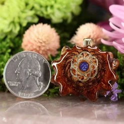 TEP Crushed Lapis (Glows) With Gold Seed Of Life Pendants