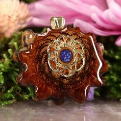 TEP Crushed Lapis (Glows) With Gold Seed Of Life Pendants